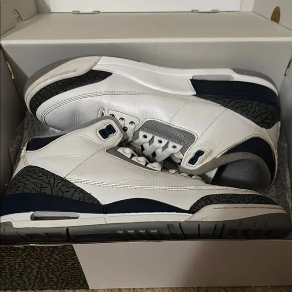 Jordan White and midnight navy Retro Sneakers - Picture 1 of 9